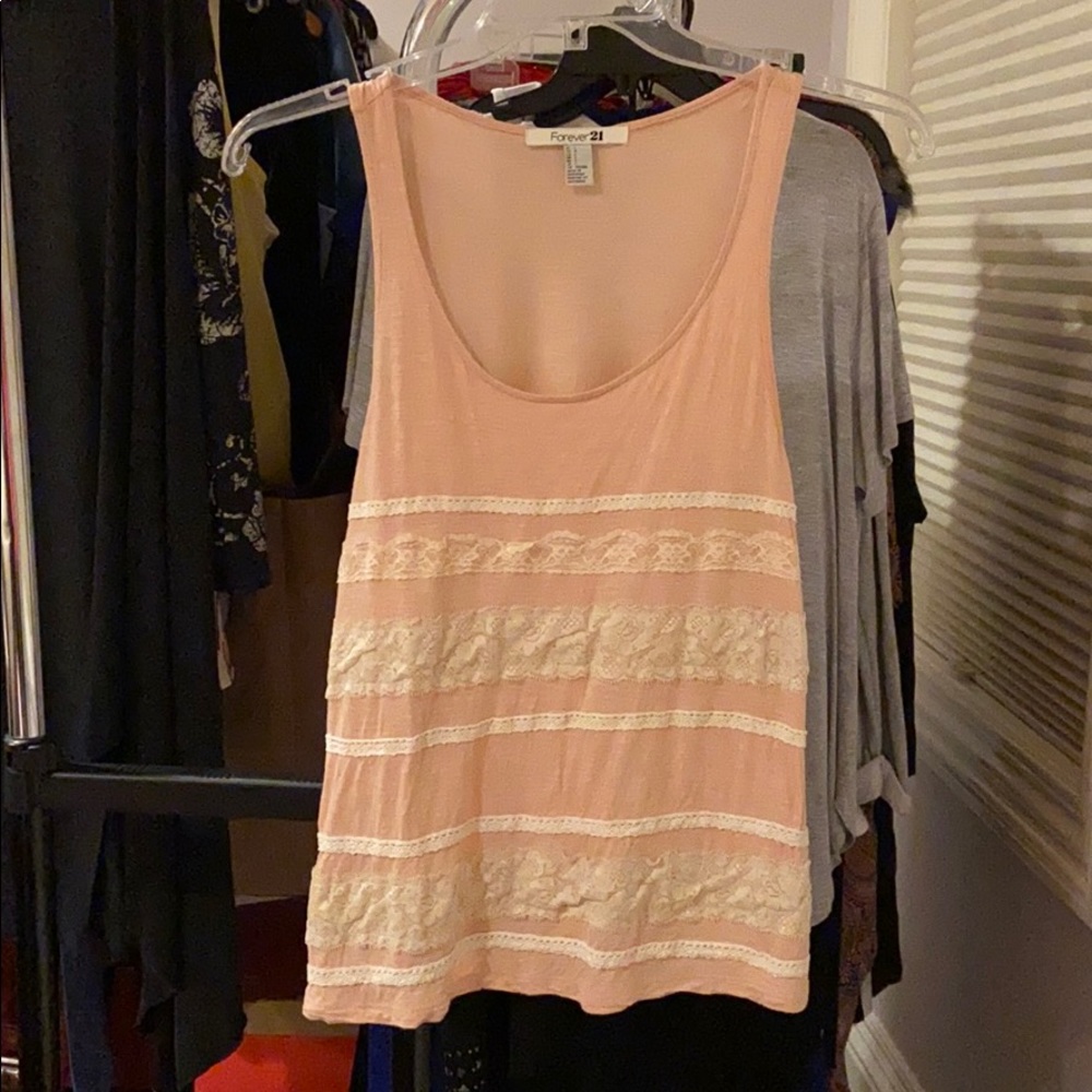 Forever 21 Lace-Accent Sleeveless Top Size Large EUC